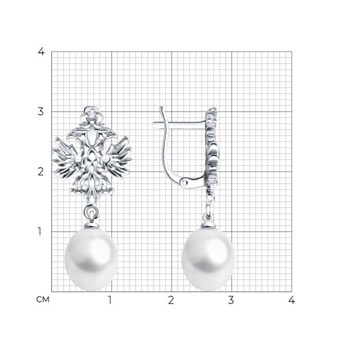 Серьги из серебра с жемчугом и фианитами из серебро — вид 4