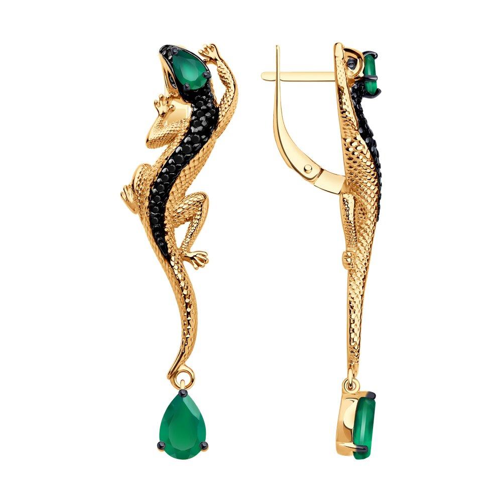 Серьги из золочёного серебра с агатами и фианитами - видео на модели