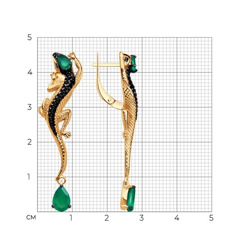 Серьги из золочёного серебра с агатами и фианитами из серебро — вид 4