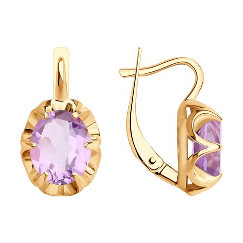 Серьги из золочёного серебра с аметистами из серебро