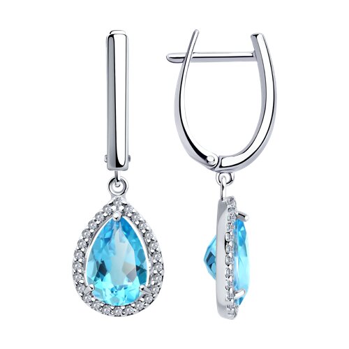 Серьги из серебра с топазами и фианитами из серебро