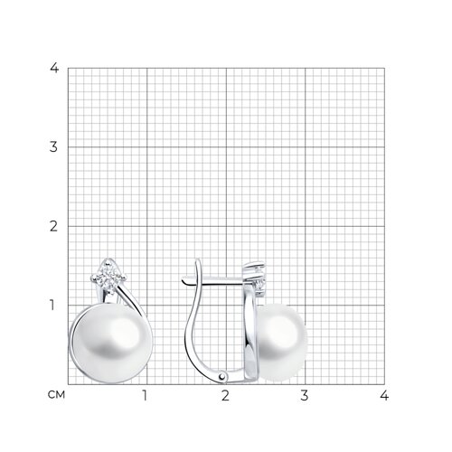 Серьги из серебра с жемчугом и фианитами из серебро — вид 4