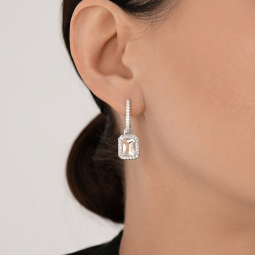 Серьги из серебра с празиолитом и фианитами из серебро — вид 3