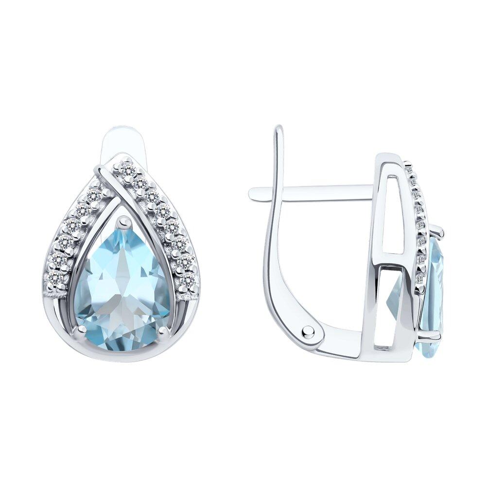 Серьги из серебра с топазами и фианитами - видео на модели