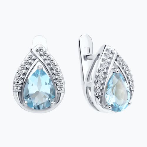 Серьги из серебра с топазами и фианитами из серебро — вид 2