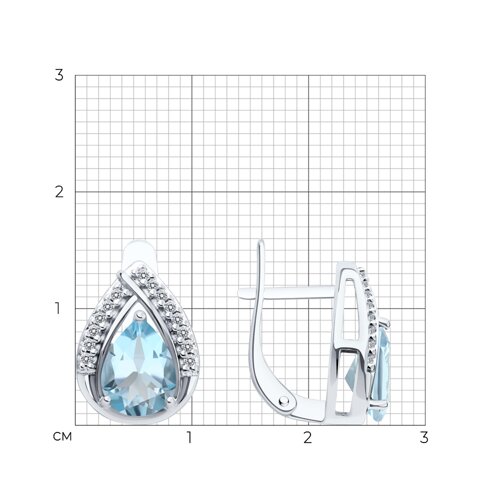 Серьги из серебра с топазами и фианитами из серебро — вид 4