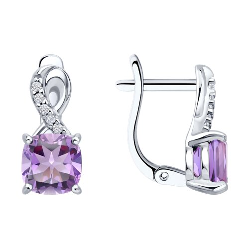 Серьги из серебра с аметистами и фианитами - видео