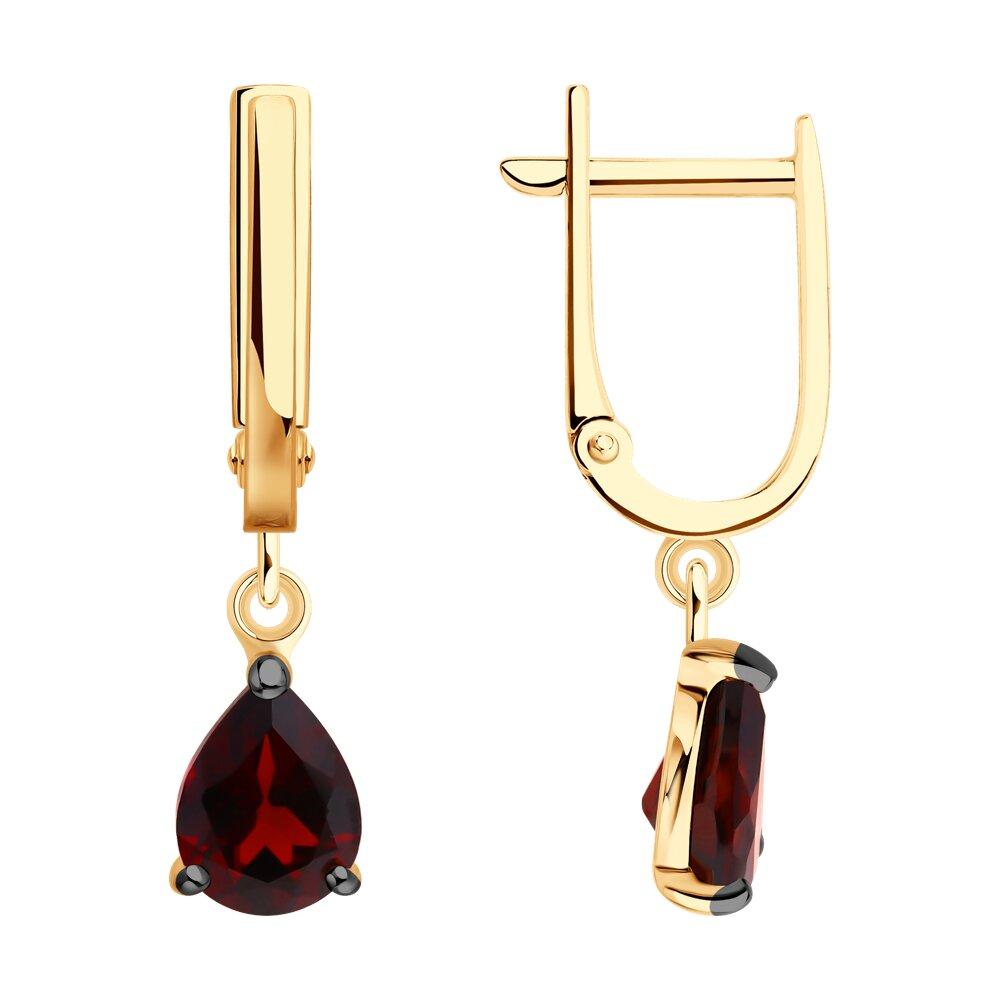 Серьги из золочёного серебра с гранатами - видео на модели