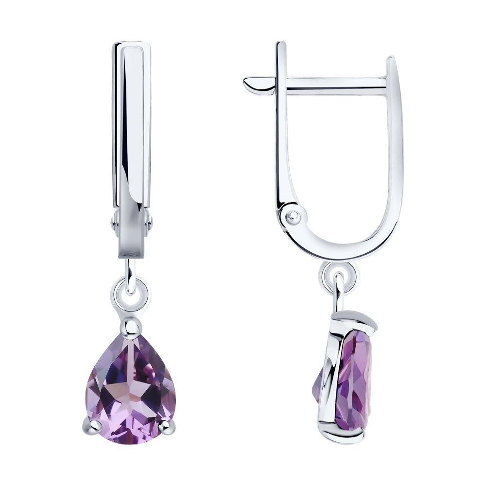 Серьги из серебра с аметистами - видео на модели
