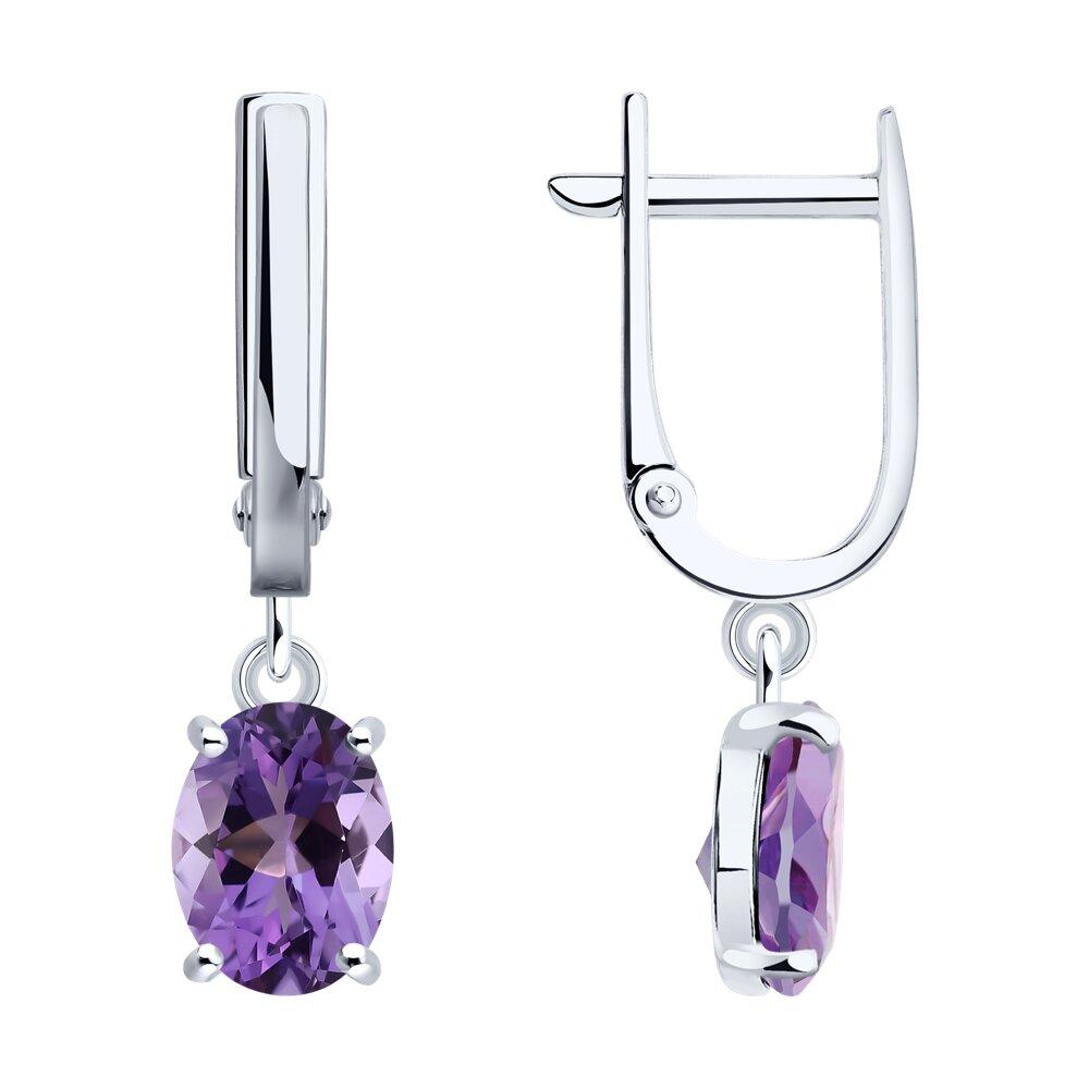 Серьги из серебра с аметистами - видео на модели