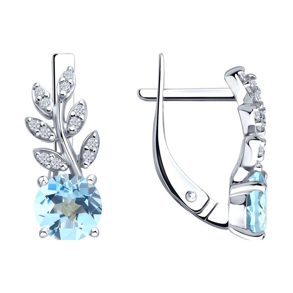 Серьги из серебра с топазами и фианитами из серебро