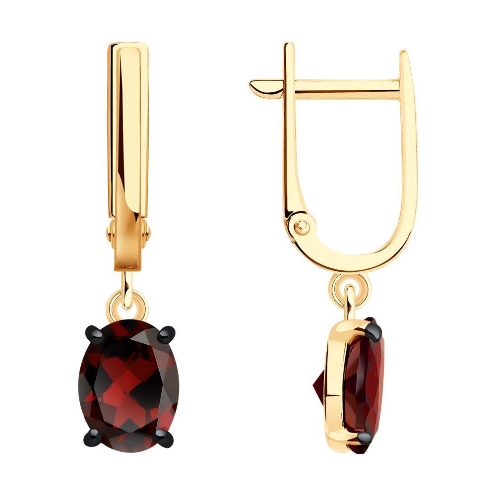 Серьги из золочёного серебра с гранатами - видео на модели