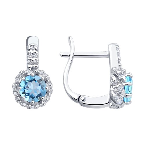 Серьги из серебра с топазами и фианитами из серебро