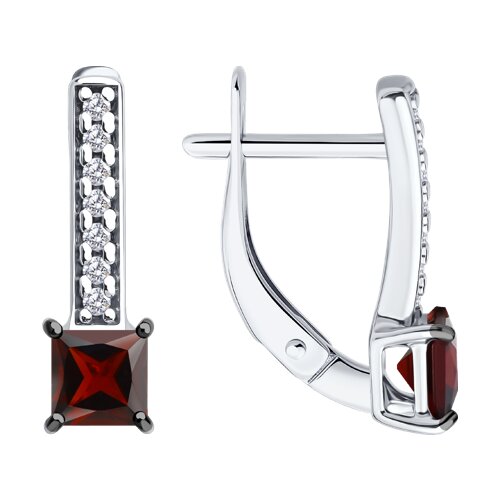 Серьги из серебра с гранатами и фианитами - видео