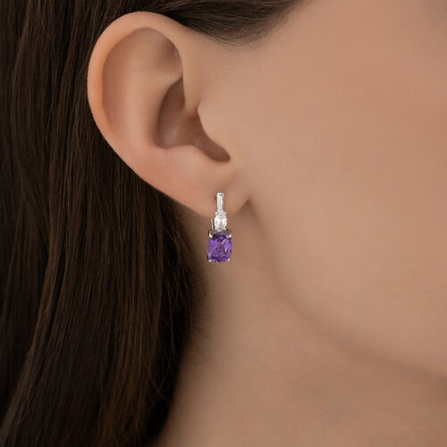 Серьги из серебра с аметистами и фианитами из серебро — вид 3
