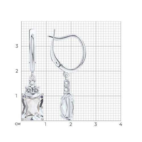 Серьги из серебра с горным хрусталем и фианитами из серебро — вид 5