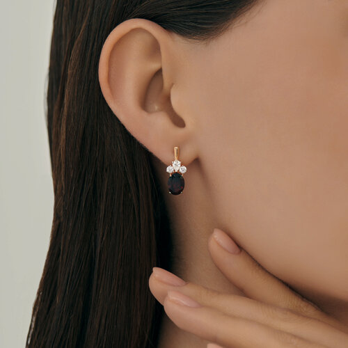 Серьги из золочёного серебра с гранатами и фианитами из серебро — вид 3