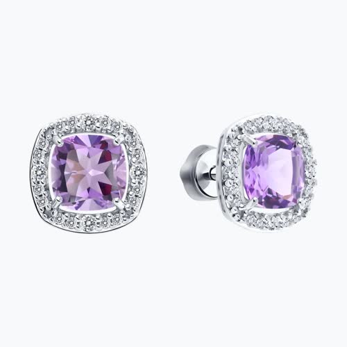 Серьги из серебра с аметистами и фианитами из серебро — вид 2