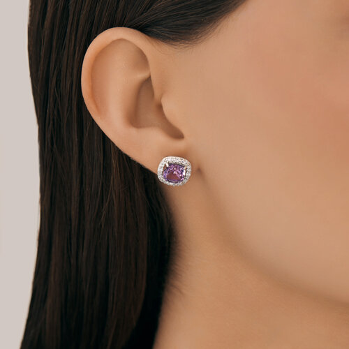 Серьги из серебра с аметистами и фианитами из серебро — вид 3