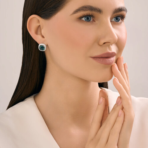 Серьги из серебра с кварцами и фианитами из серебро — вид 4