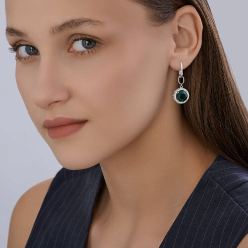 Серьги из серебра с кварцами и фианитами из серебро — вид 4