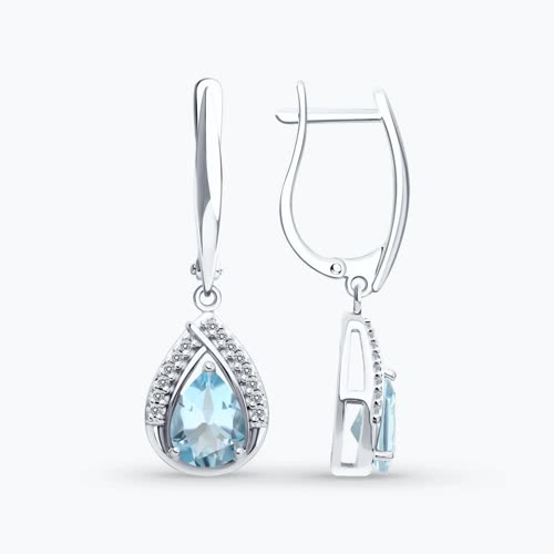 Серьги из серебра с топазами и фианитами - видео на модели