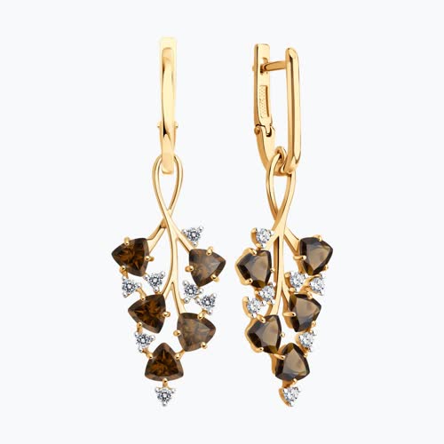 Серьги из золочёного серебра с раухтопазами и фианитами из серебро — вид 2