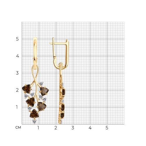 Серьги из золочёного серебра с раухтопазами и фианитами из серебро — вид 3