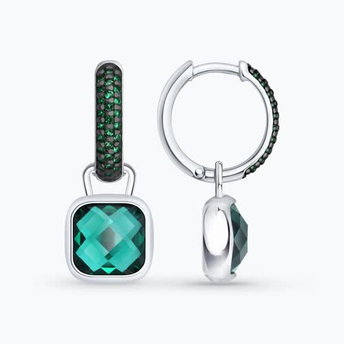 Серьги из серебра с кварцами и фианитами - видео на модели