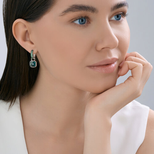 Серьги из серебра с кварцами и фианитами из серебро — вид 4