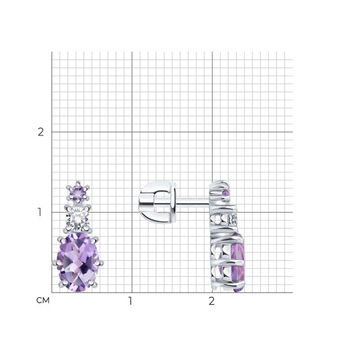 Серьги из серебра с аметистами и фианитами из серебро — вид 5