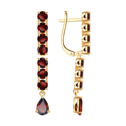 Серьги из золочёного серебра с гранатами из серебро