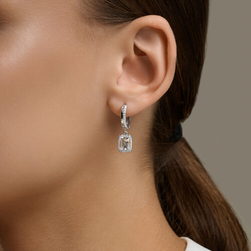 Серьги из серебра с горным хрусталем и фианитами из серебро — вид 3