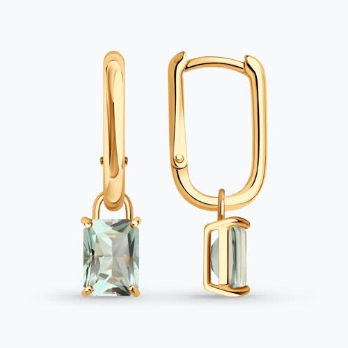 Серьги из золочёного серебра с празиолитом - видео на модели