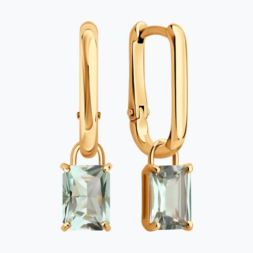 Серьги из золочёного серебра с празиолитом из серебро — вид 2