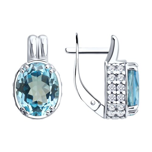 Серьги из серебра с топазами и фианитами - видео на модели