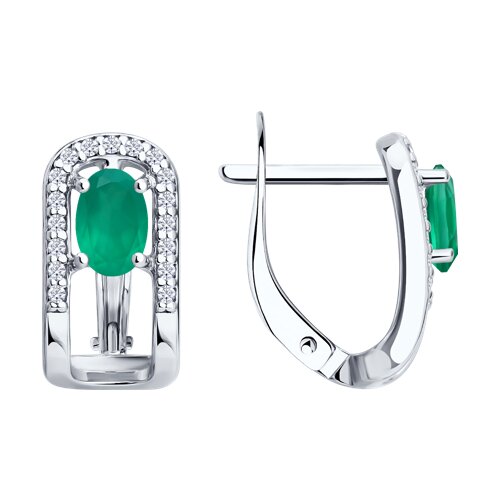 Серьги из серебра с агатами и фианитами - видео на модели