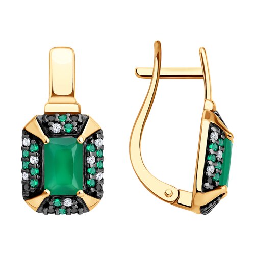 Серьги из золочёного серебра с агатами и фианитами - видео на модели