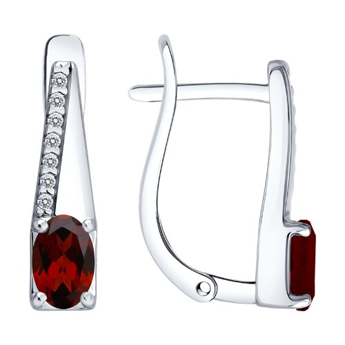 Серьги из серебра с гранатами и фианитами - видео на модели