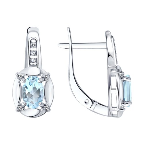 Серьги из серебра с топазами и фианитами - видео на модели