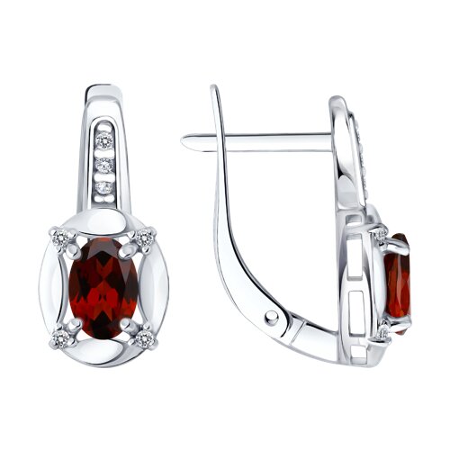 Серьги из серебра с гранатами и фианитами - видео на модели