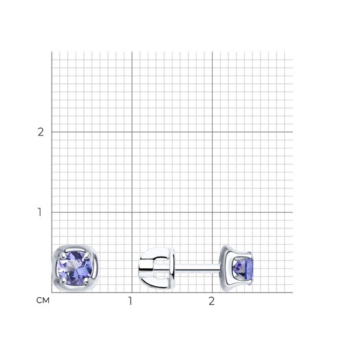 Серьги из серебра с танзанитами из серебро — вид 3