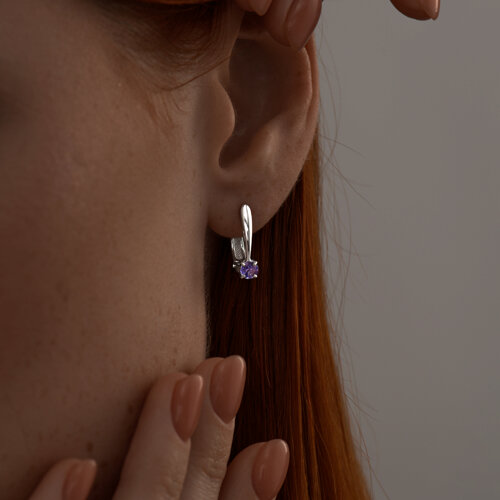 Серьги из серебра с танзанитами из серебро — вид 2