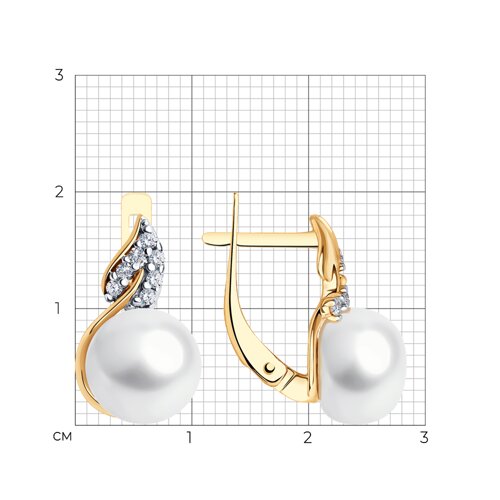 Серьги из золочёного серебра с жемчугом и фианитами из серебро — вид 2