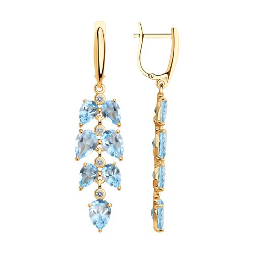 Серьги из золочёного серебра с топазами и фианитами из серебро