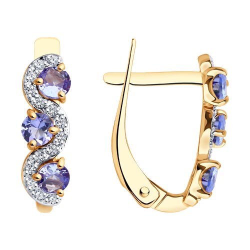 Серьги из золочёного серебра с танзанитами и фианитами - видео