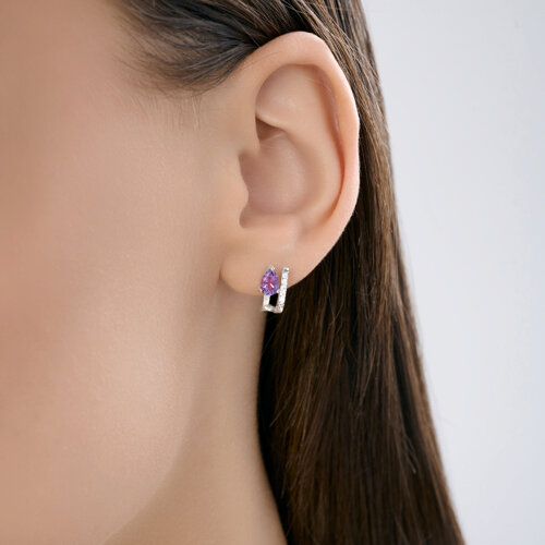Серьги из серебра с аметистами и фианитами из серебро — вид 3