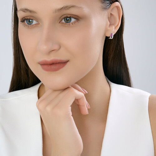 Серьги из серебра с аметистами и фианитами из серебро — вид 4