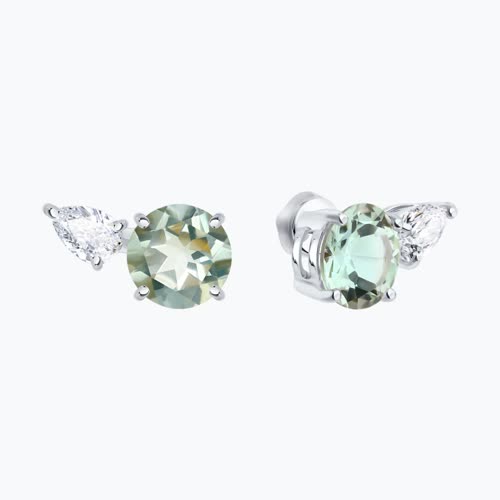 Серьги из серебра с празиолитом и фианитами из серебро — вид 2