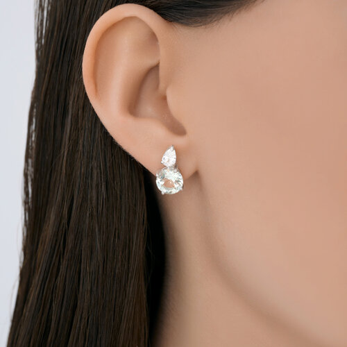 Серьги из серебра с празиолитом и фианитами из серебро — вид 3